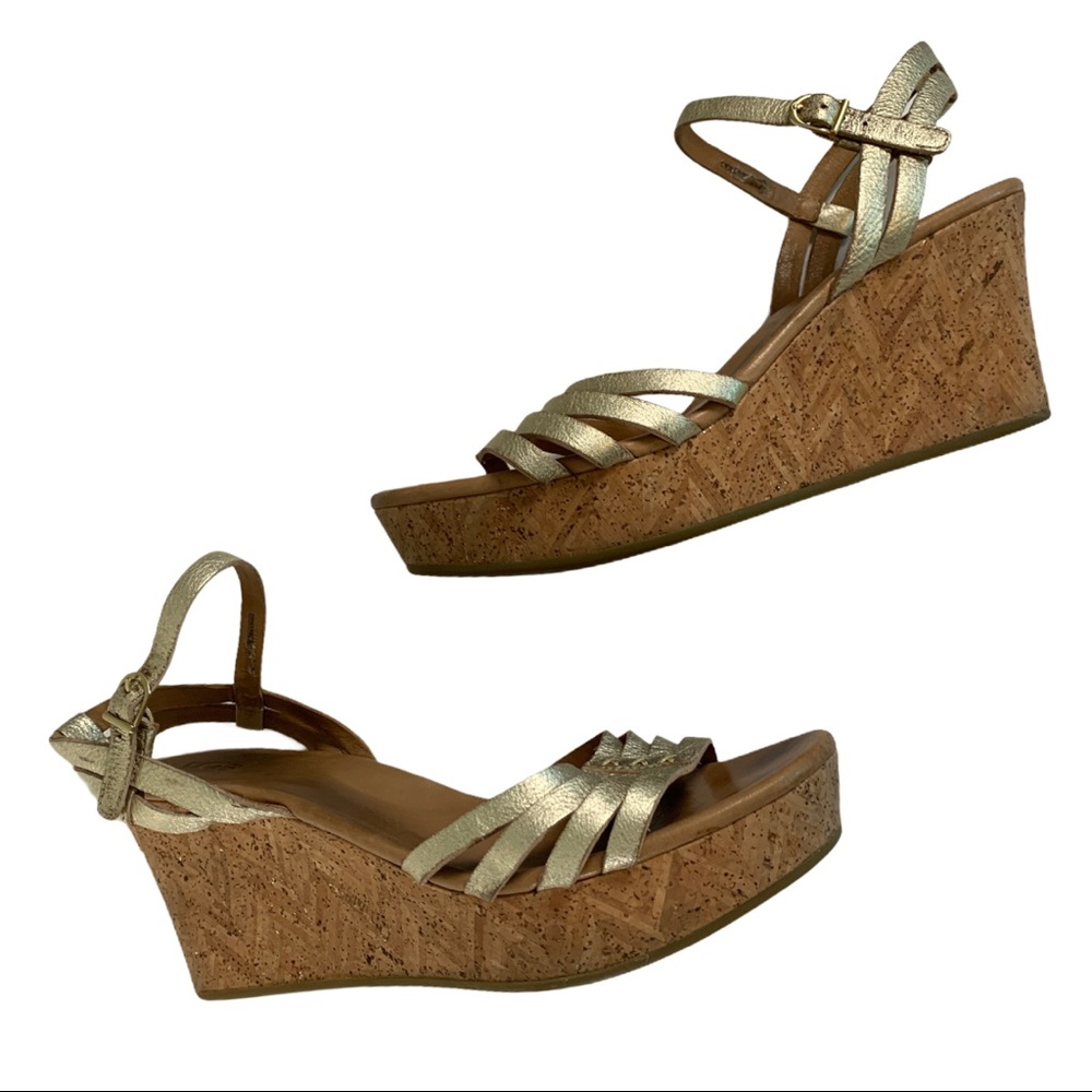 Ugg 10 Brigitte Metallic Wedge Cork Leather Sandal - Picture 4 of 7